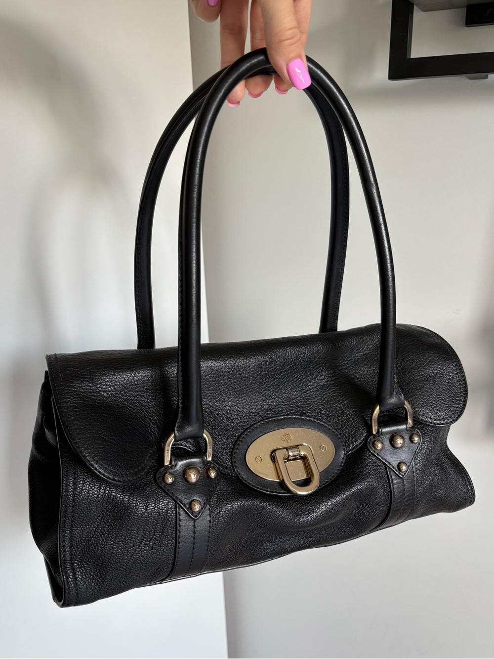Vintage Mulberry Shaftesbury Black Leather Handbag